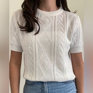No Tag Knitted White Short Sleeve Top